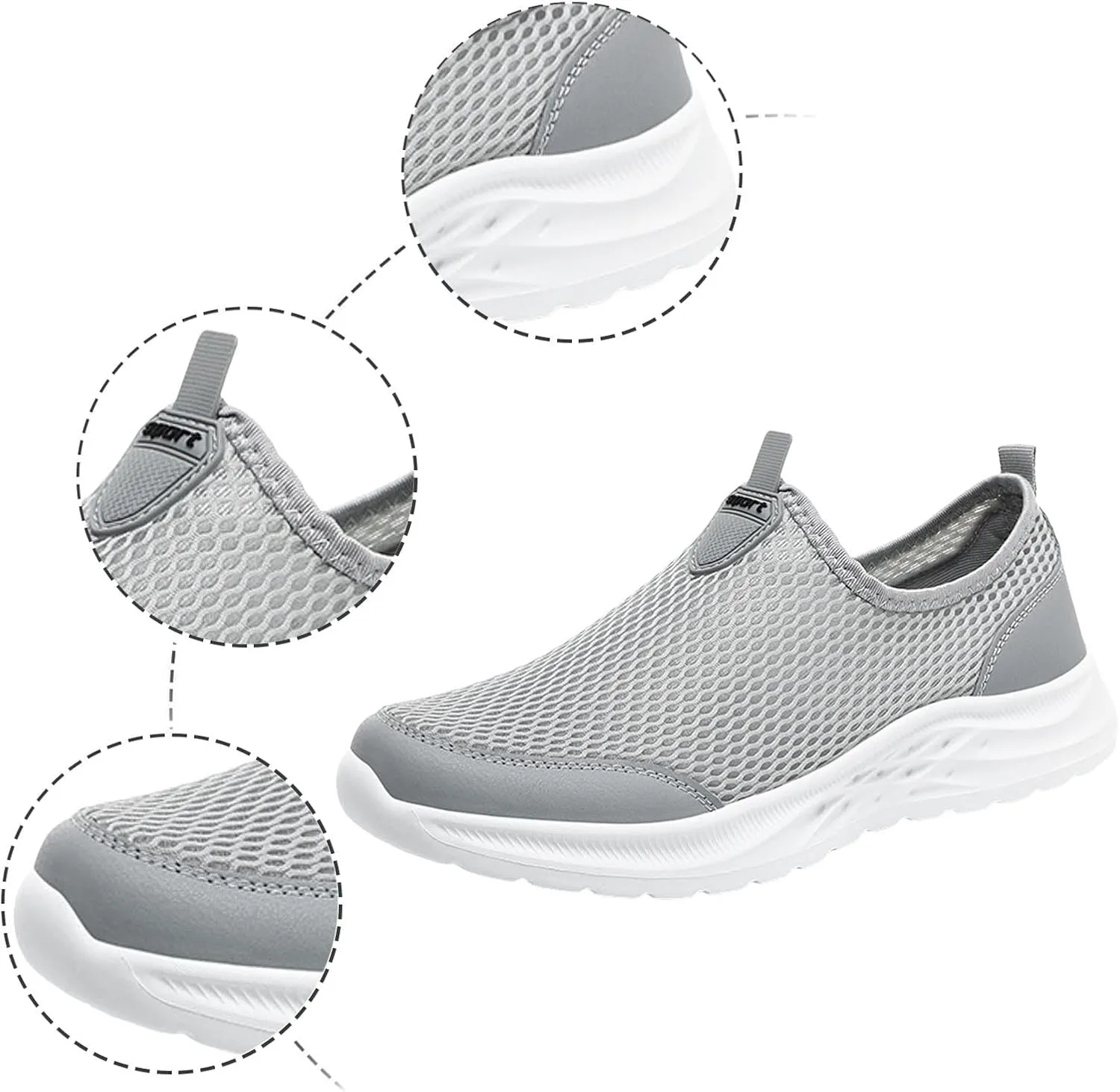 Men's Lightweight Non Slip Barefoot Shoes Outdoor Athletic Slip-On Hiking Shoe Convenient Elderly Slip on Shoes