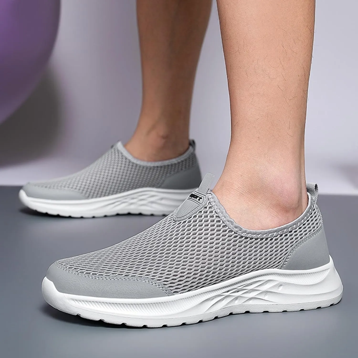 Men's Lightweight Non Slip Barefoot Shoes Outdoor Athletic Slip-On Hiking Shoe Convenient Elderly Slip on Shoes