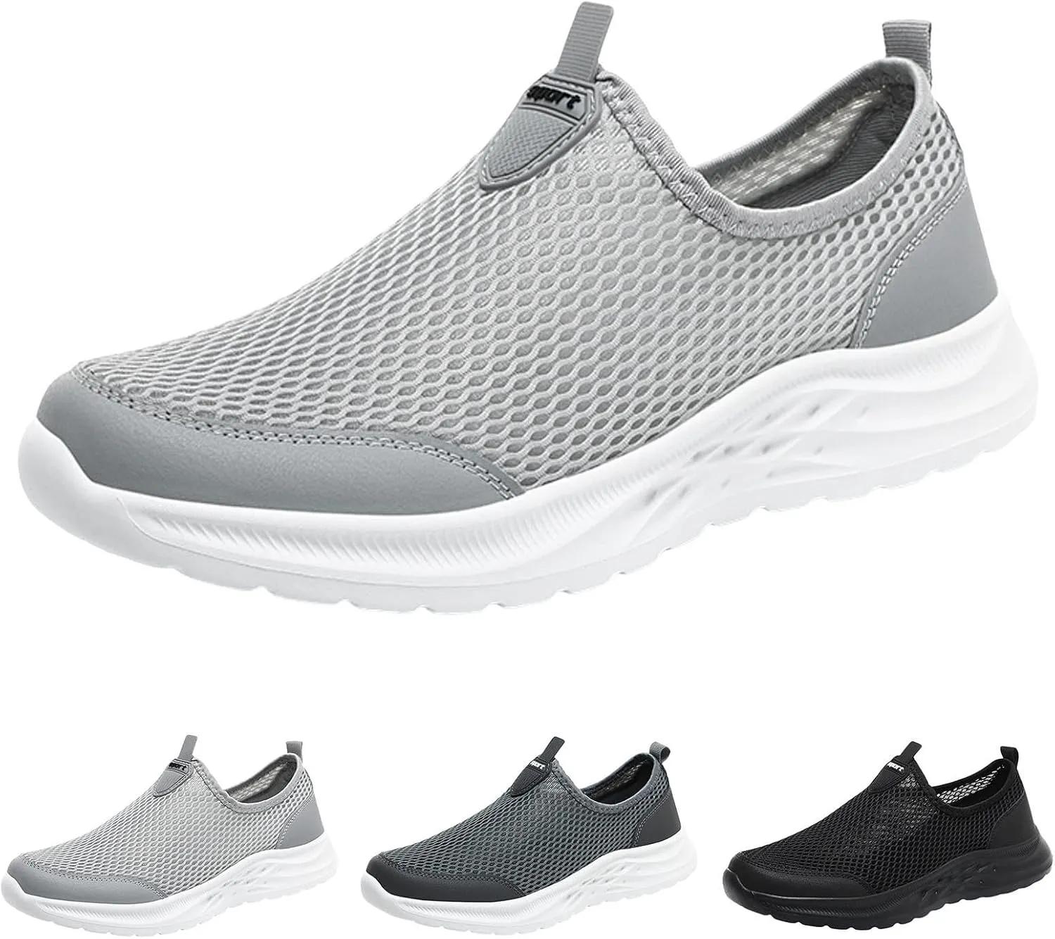 Men's Lightweight Non Slip Barefoot Shoes Outdoor Athletic Slip-On Hiking Shoe Convenient Elderly Slip on Shoes