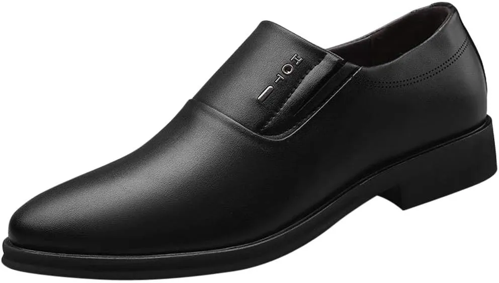 Mens Matte Leather Shoes Low Heel Business Formal Shoes Supple Dress Shoe for Men Comfortable Slip on Low Top Boots Waterproof Durable Work Footwear Mens Casual Black Walking Shoe
