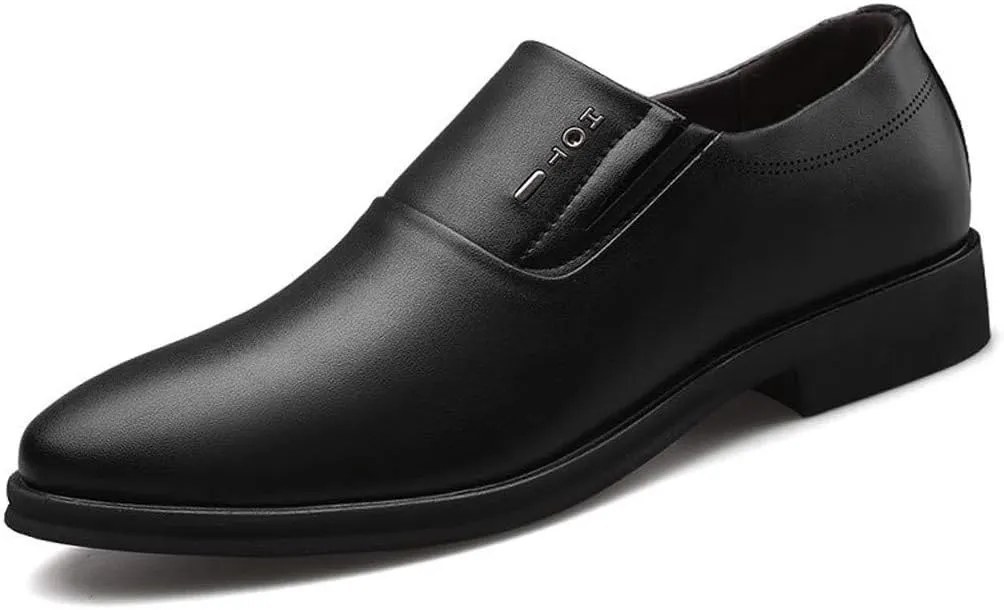 Mens Matte Leather Shoes Low Heel Business Formal Shoes Supple Dress Shoe for Men Comfortable Slip on Low Top Boots Waterproof Durable Work Footwear Mens Casual Black Walking Shoe