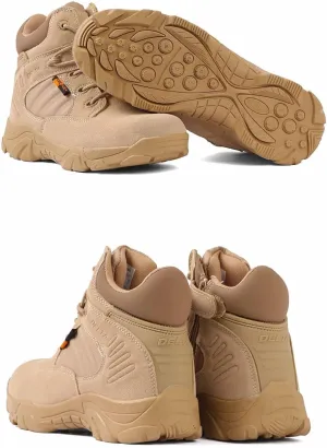 Men's Military Tactical Boots, Durable Suede Leather Military Work Boots Side Zipper Desert Boots breathable jungle Desert Combat Boots Men's Hiking Shoes