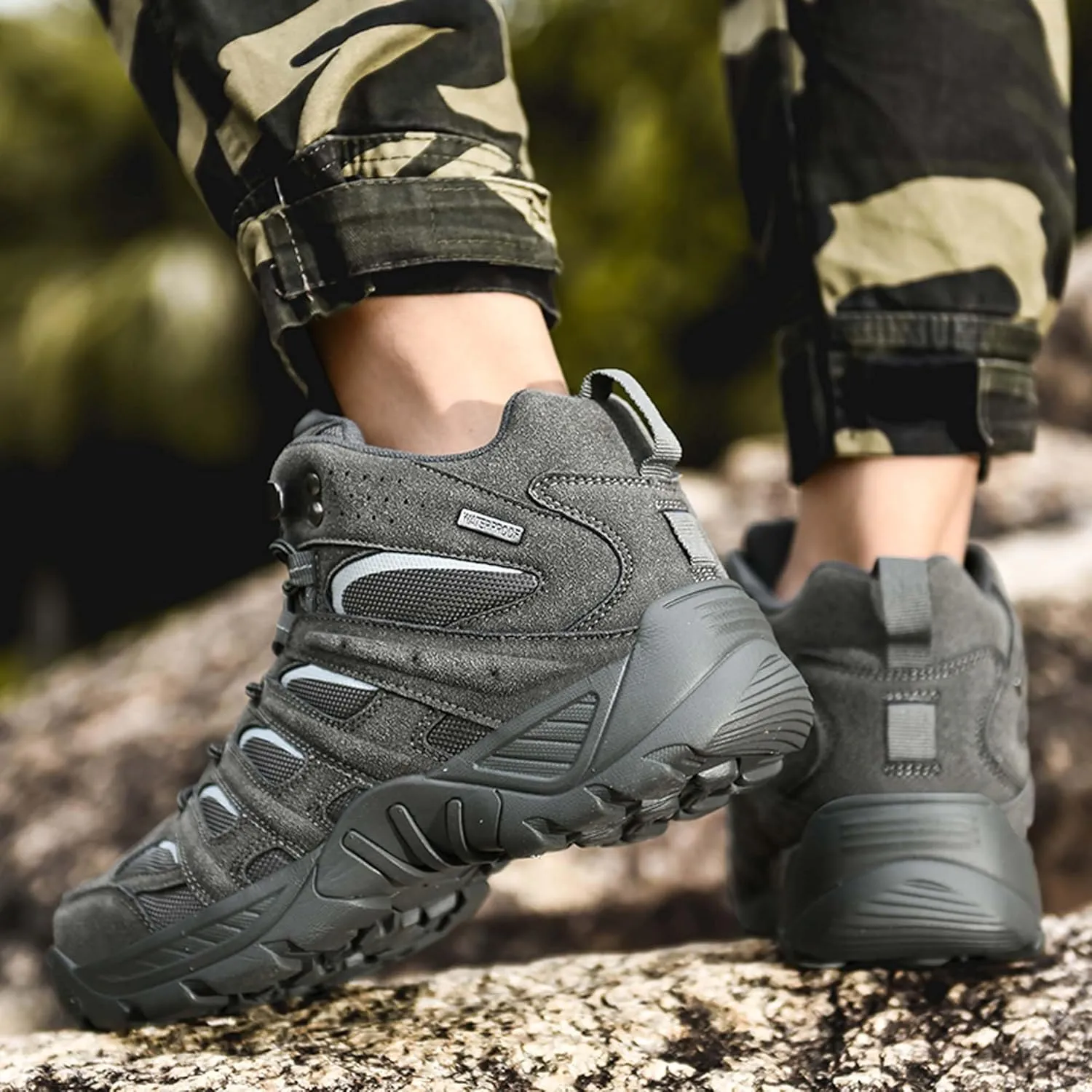 Mens Military Tactical Boots Waterproof Hiking Boots Casual Work Boots Outdoor Hiking Motorcycle Combat Boots Military Desert Boots Lightweight Comfortable All Day Work Boots