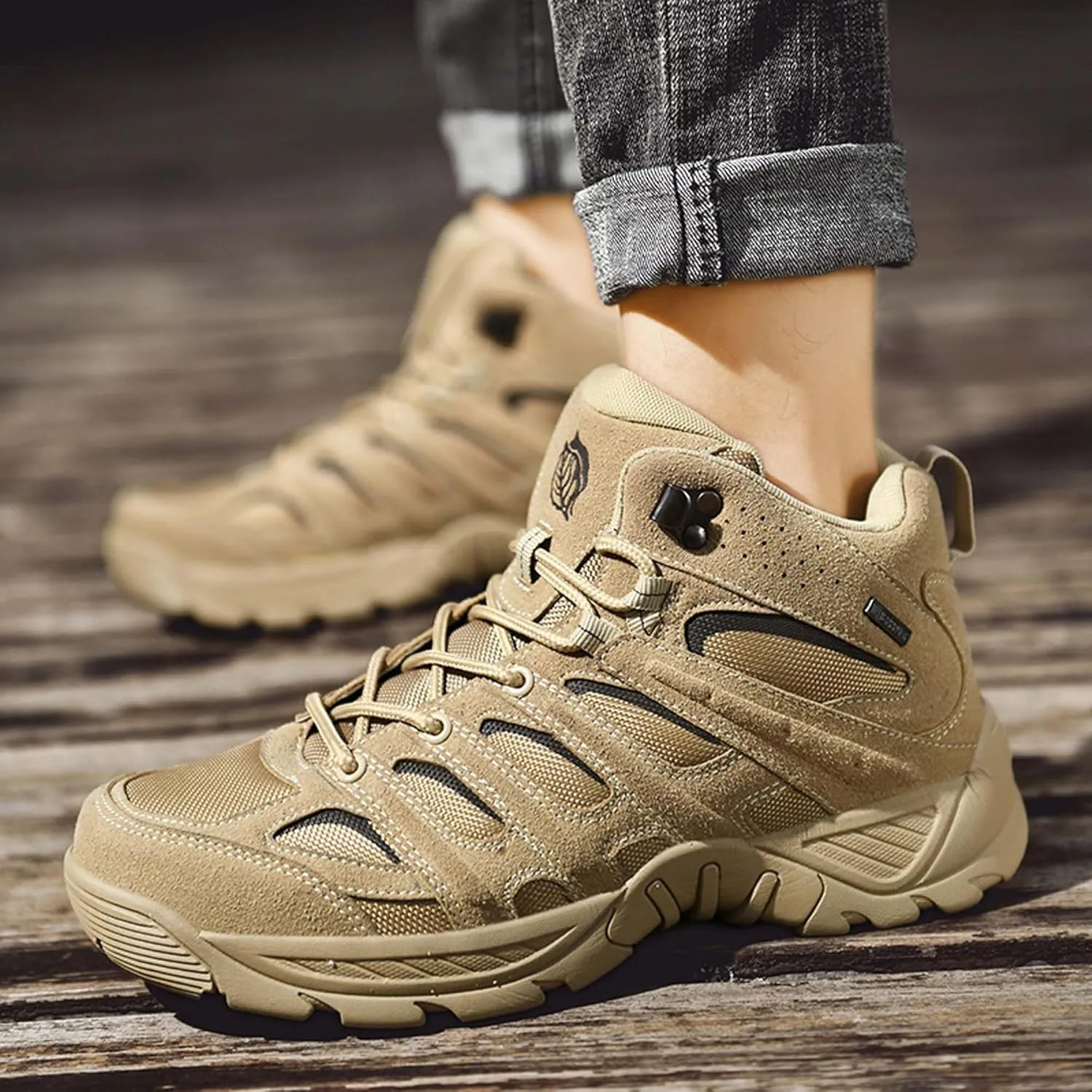 Mens Military Tactical Boots Waterproof Hiking Boots Casual Work Boots Outdoor Hiking Motorcycle Combat Boots Military Desert Boots Lightweight Comfortable All Day Work Boots