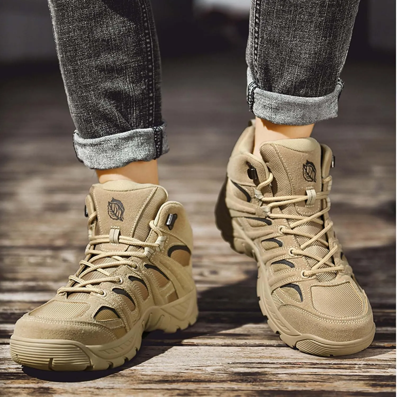 Mens Military Tactical Boots Waterproof Hiking Boots Casual Work Boots Outdoor Hiking Motorcycle Combat Boots Military Desert Boots Lightweight Comfortable All Day Work Boots