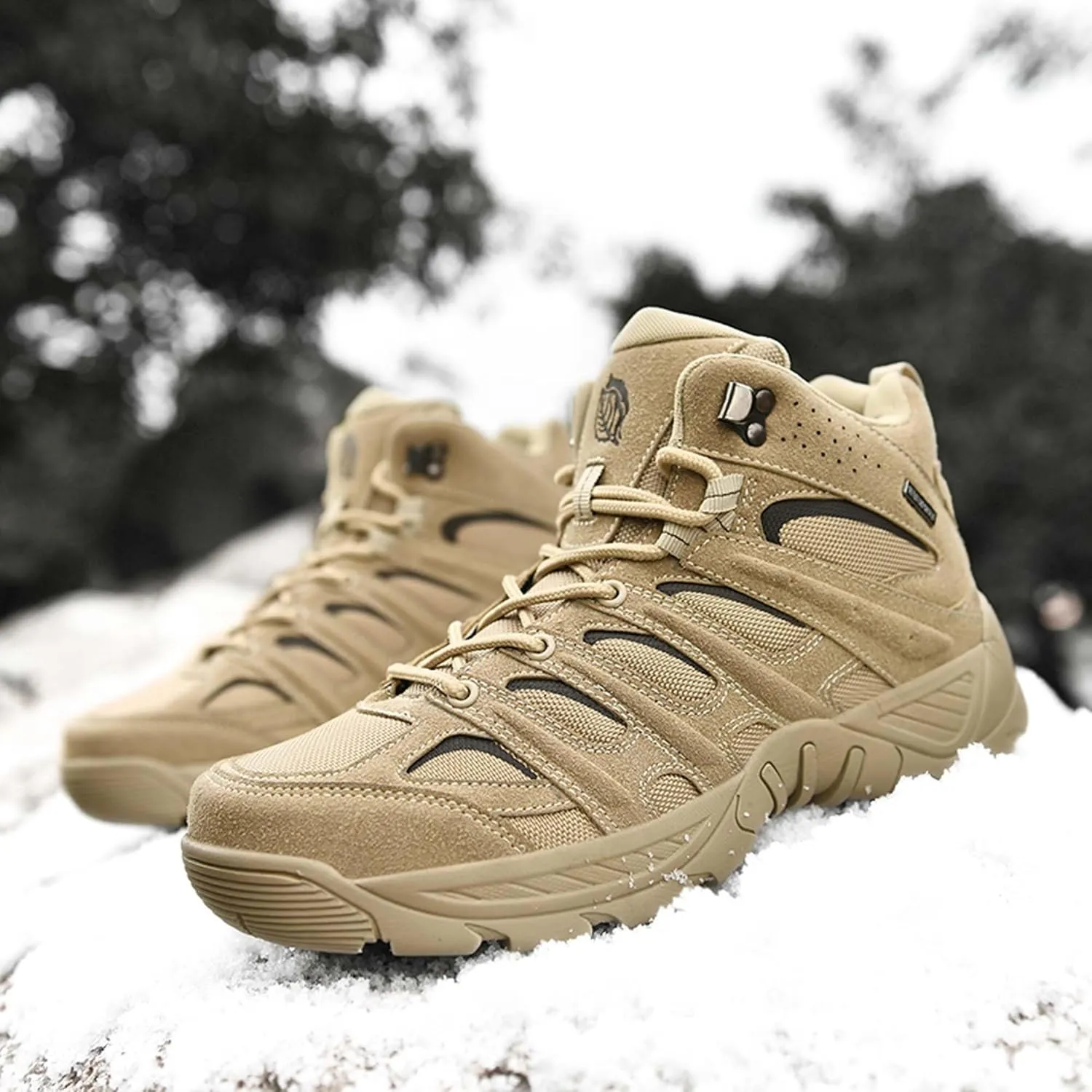 Mens Military Tactical Boots Waterproof Hiking Boots Casual Work Boots Outdoor Hiking Motorcycle Combat Boots Military Desert Boots Lightweight Comfortable All Day Work Boots