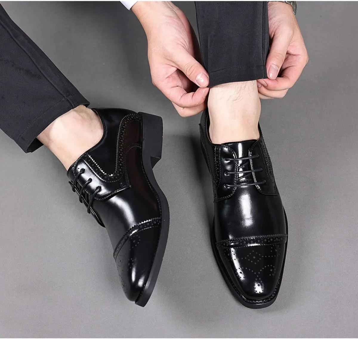 Men's Oxfords Formal Dress Shoes Fashion Wingtip Lace-up Classic Business Non-Slip Brogues Shoes for Men