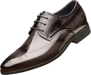 Mens Retro Brown Wingtip Oxfords Shoes Comfortable Business Formal Oxfords Classic Dress Brogues Lace Up Formal Leather Shoes Arch Support Elegant Dating Leather Shoe Men Vintage Derby Shoe