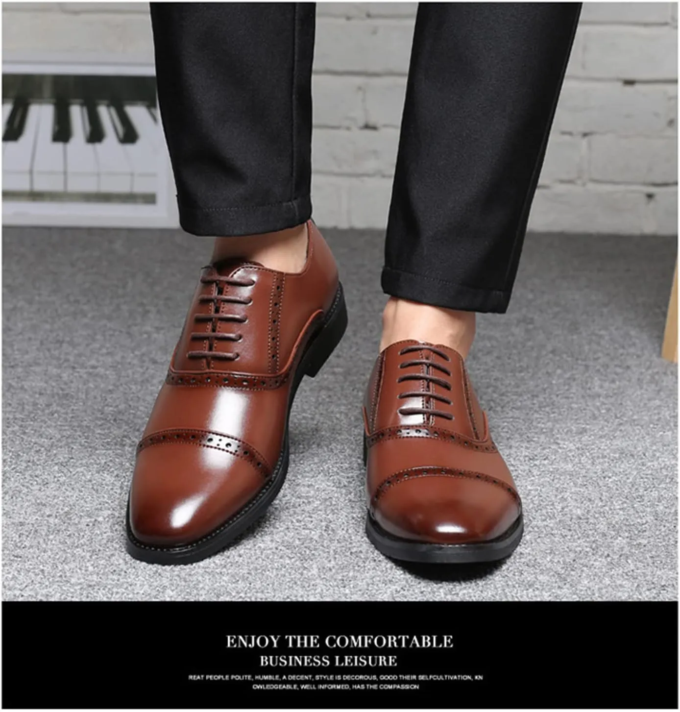 Mens Shoes Classic Oxfords Formal Dress Business Brogues Derby Lace Up Shoes for Men