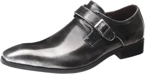 Mens Single Buckle Monk Strap Mens Casual Monk Shoes Arch Support Business Formal Shoe Patent Leather Dress Shoe Pointed Toe Dressy Footwear Man Slip on Formal Footwear for Work Office
