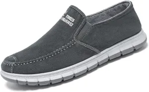 Men's Slip on Deck Shoes Canvas Loafer Vintage Flat Boat Shoes,Loafers Deck Shoes Walking Lightweight Causal Slip-ons