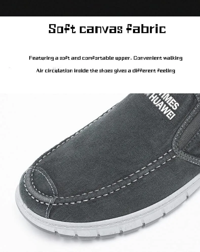Men's Slip on Deck Shoes Canvas Loafer Vintage Flat Boat Shoes,Loafers Deck Shoes Walking Lightweight Causal Slip-ons