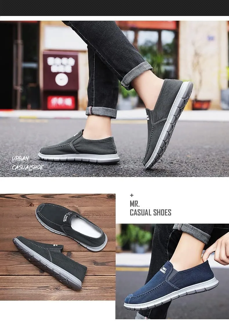 Men's Slip on Deck Shoes Canvas Loafer Vintage Flat Boat Shoes,Loafers Deck Shoes Walking Lightweight Causal Slip-ons