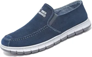 Men's Slip on Deck Shoes Canvas Loafer Vintage Flat Boat Shoes,Loafers Deck Shoes Walking Lightweight Causal Slip-ons