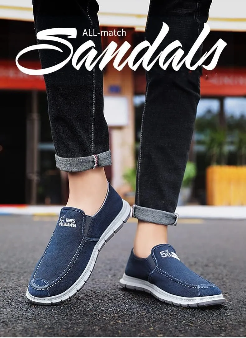 Men's Slip on Deck Shoes Canvas Loafer Vintage Flat Boat Shoes,Loafers Deck Shoes Walking Lightweight Causal Slip-ons