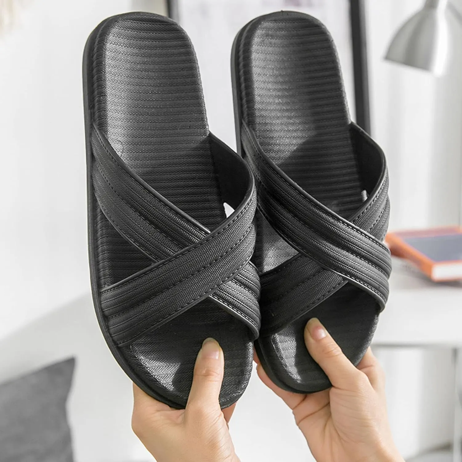 Mens Slippers Womens Slides Bathroom Slippers Men Shower Shoes Women Living Room Soft Sole Quick Drying
