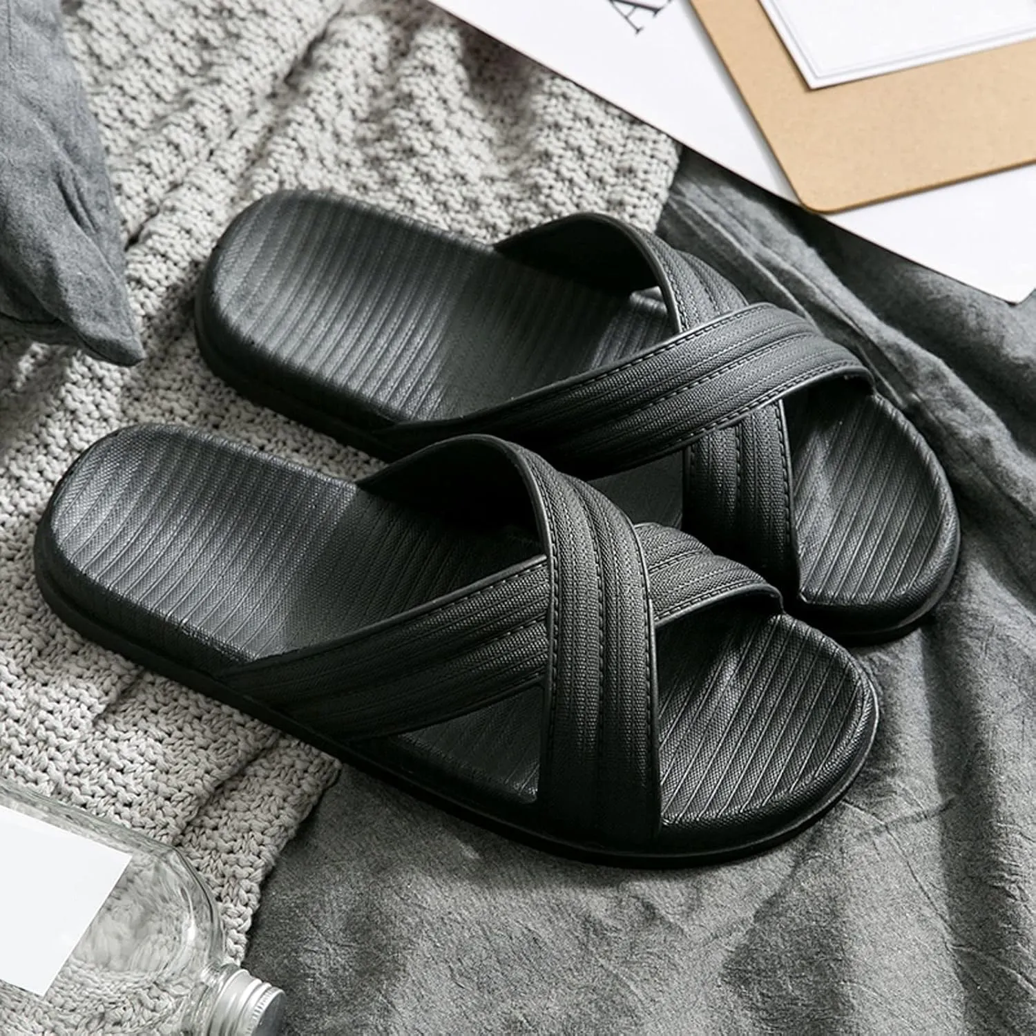 Mens Slippers Womens Slides Bathroom Slippers Men Shower Shoes Women Living Room Soft Sole Quick Drying