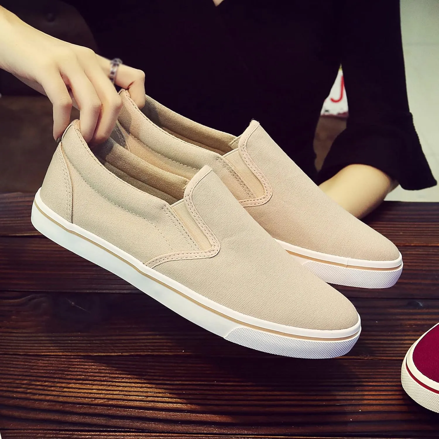 Men's Sneakers for Men Slip On Shallow Mouth Simple Single Shoes Casual Shoes Work