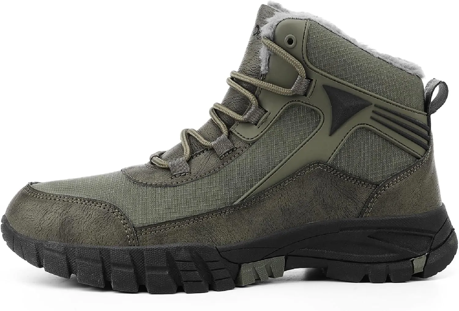 Mens Snow Boots Winter Warm Wool Lining Outdoor Anti Slip Lace up Waterproof Fashion Hiking Boots