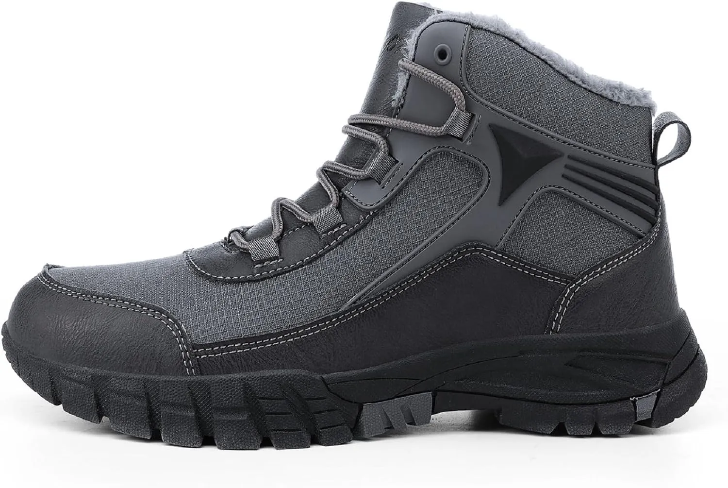 Mens Snow Boots Winter Warm Wool Lining Outdoor Anti Slip Lace up Waterproof Fashion Hiking Boots