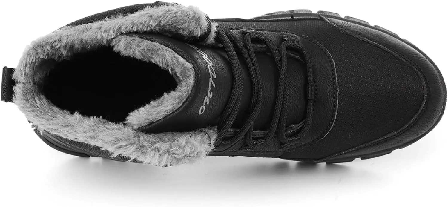 Mens Snow Boots Winter Warm Wool Lining Outdoor Anti Slip Lace up Waterproof Fashion Hiking Boots