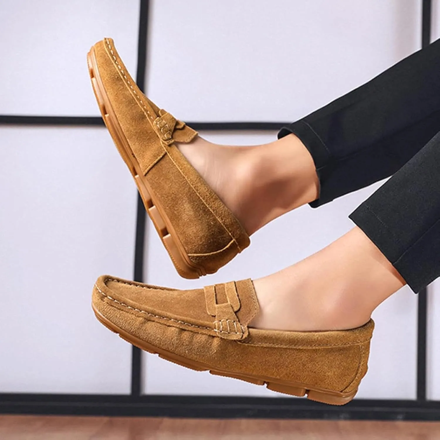 Men's Soft Boat Shoes, Driving Loafers, Casual Flat Shoes, Men's Sliding Sleeves, Penny Loafers
