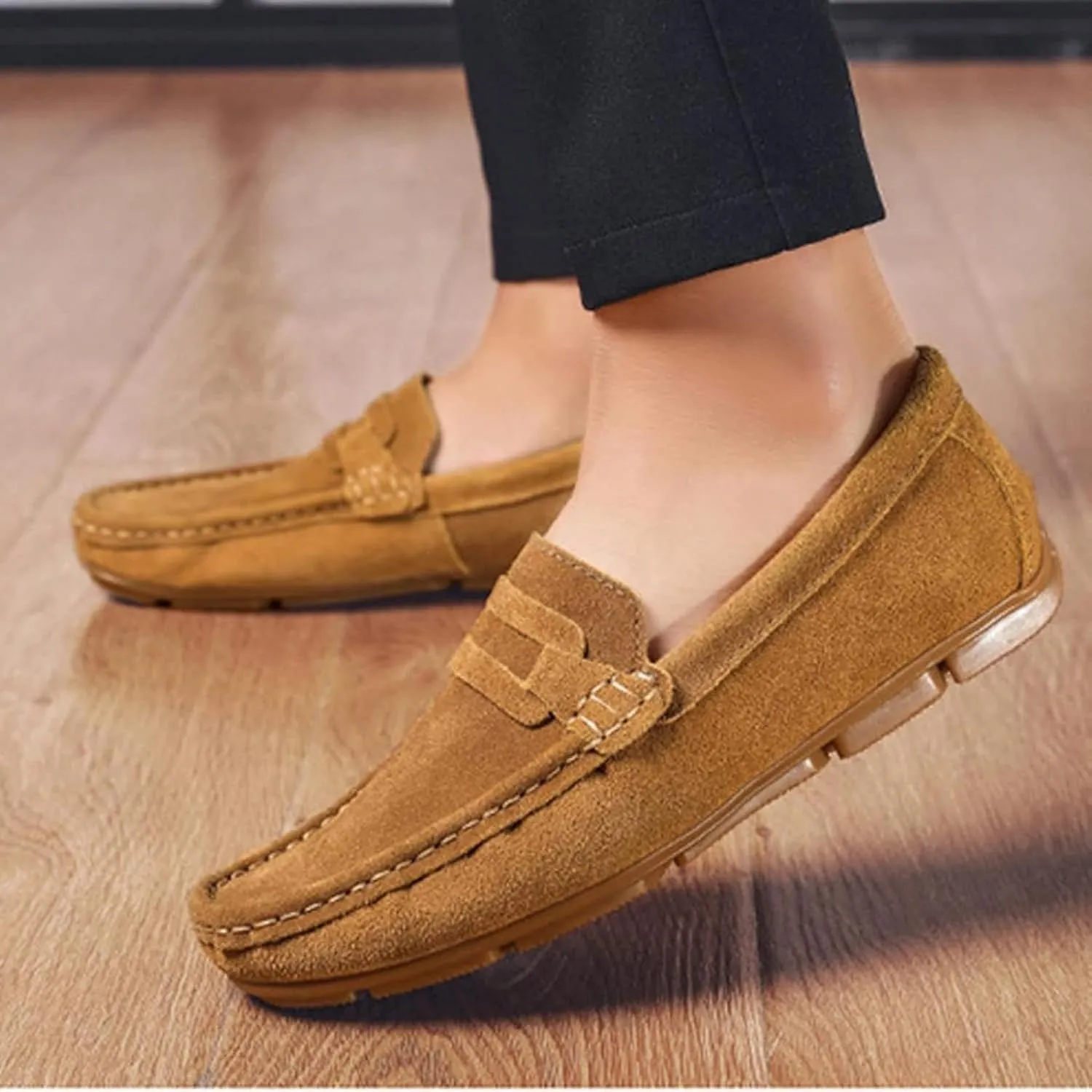 Men's Soft Boat Shoes, Driving Loafers, Casual Flat Shoes, Men's Sliding Sleeves, Penny Loafers