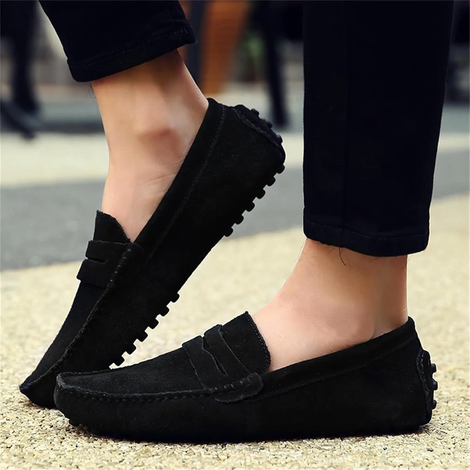 Men's Suede Dress Loafers Slip On Casual Shoes Lightweight Soft Penny Loafers Walking Shoe Driving Boat Shoes for Men