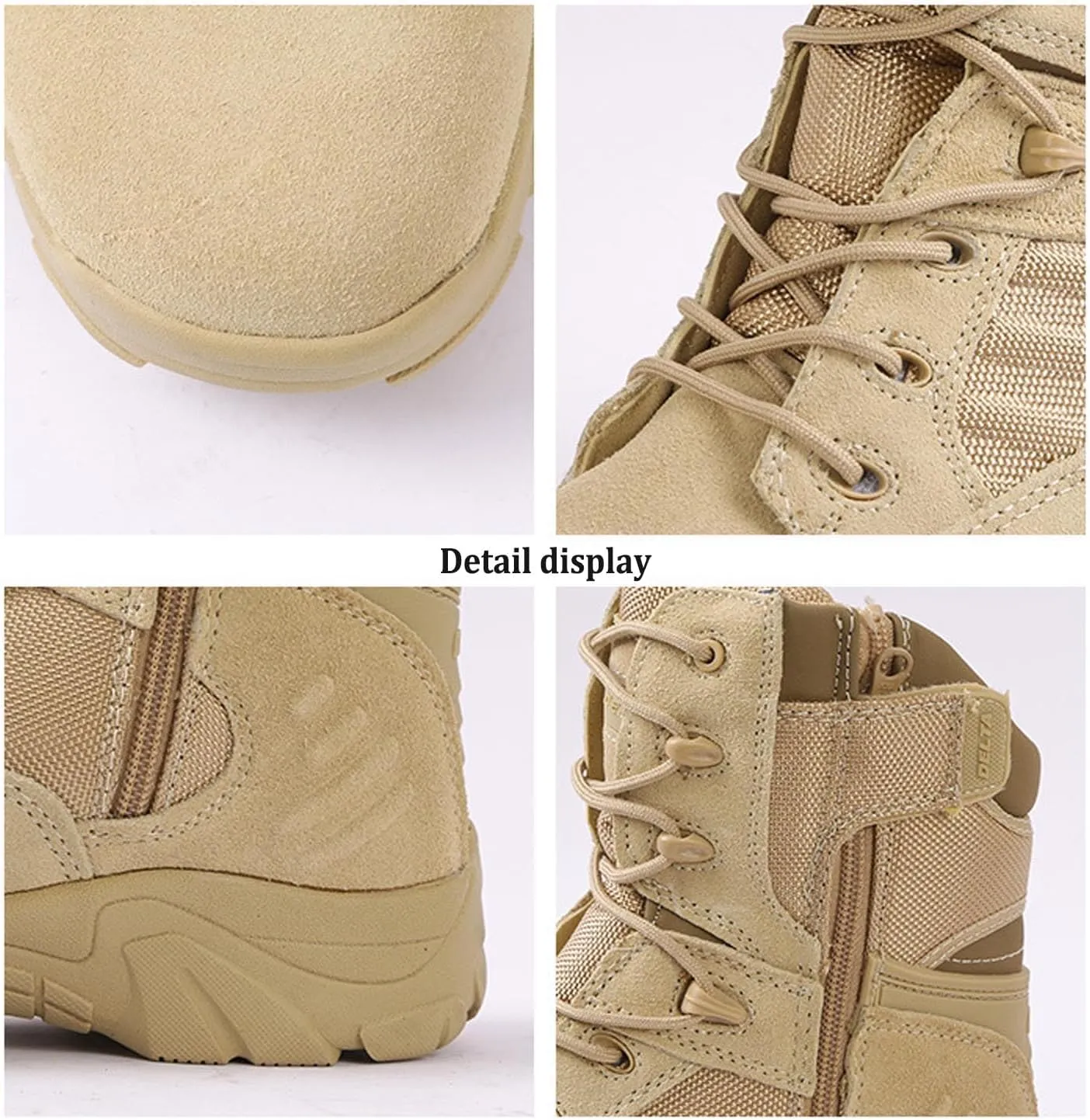 Mens tactical boots combat boots 8 Inches work boots for men Durable Side Zipper Military Boots Suede Lightweight Boots