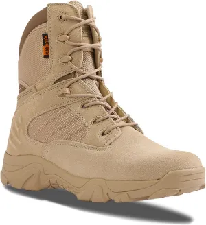 Mens tactical boots combat boots 8 Inches work boots for men Durable Side Zipper Military Boots Suede Lightweight Boots