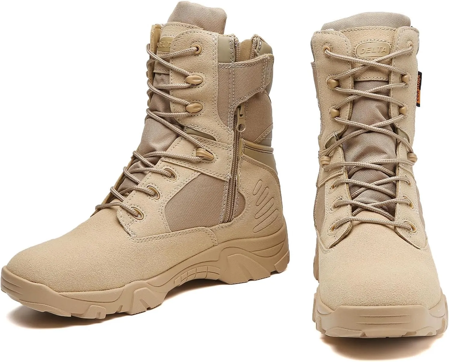 Mens tactical boots combat boots 8 Inches work boots for men Durable Side Zipper Military Boots Suede Lightweight Boots