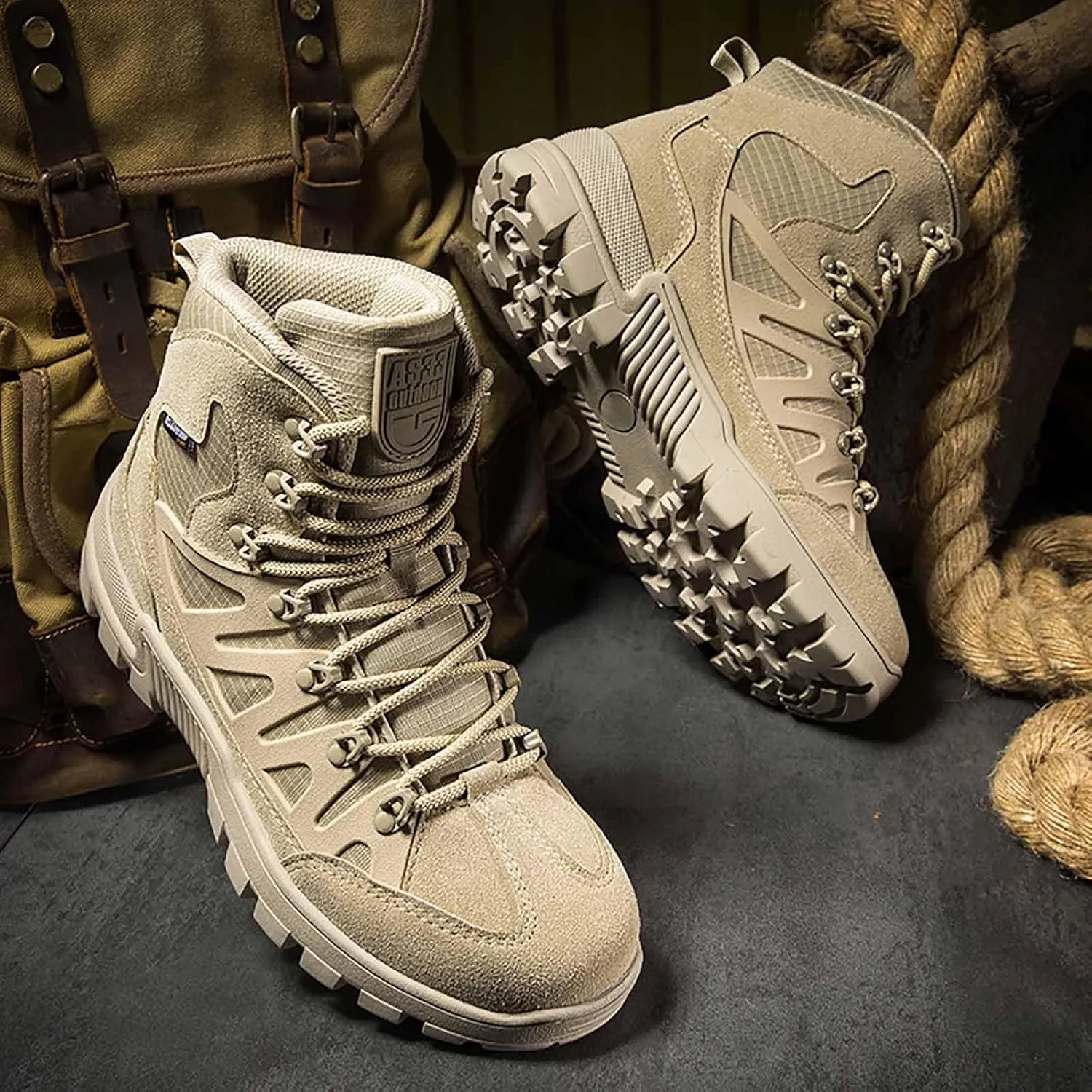 Men's Tactical Work Boots, Desert Combat Boots, Army Jungle Boots, Lightweight Hiking Boots, Splashproof Durable Suede Hiking Outdoor Boots, Breathable Military Combat Desert Boots