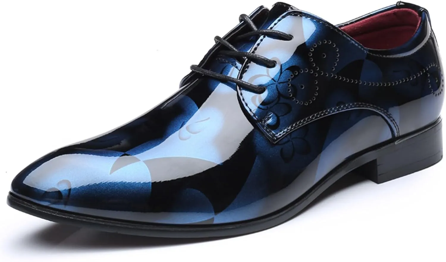 Men's Tuxedo Oxford Shoes Pointed-Toe Lace-up Patent Leather Formal Shoes Fashion Prom Wedding Dress Shoes for Men