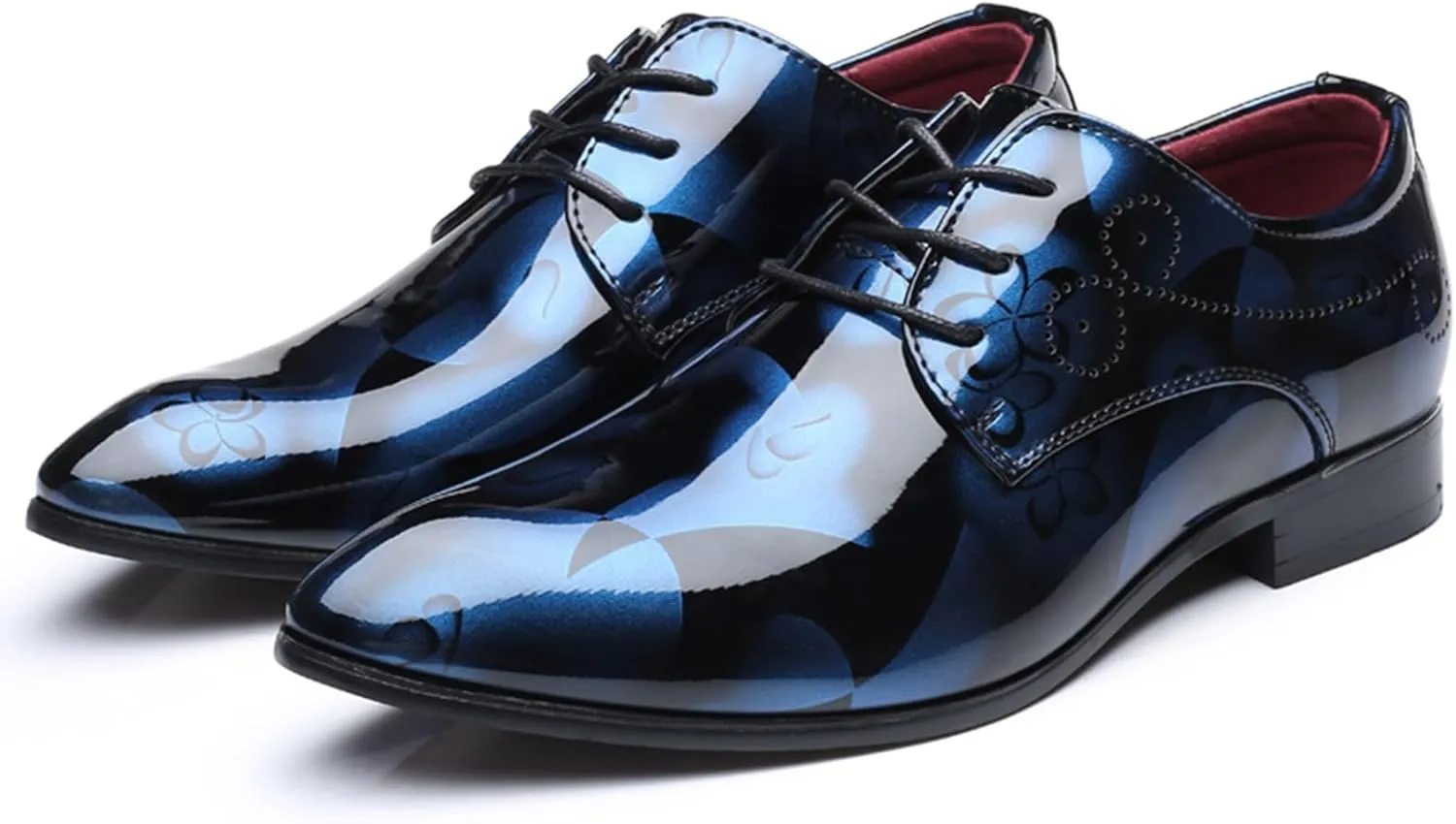 Men's Tuxedo Oxford Shoes Pointed-Toe Lace-up Patent Leather Formal Shoes Fashion Prom Wedding Dress Shoes for Men