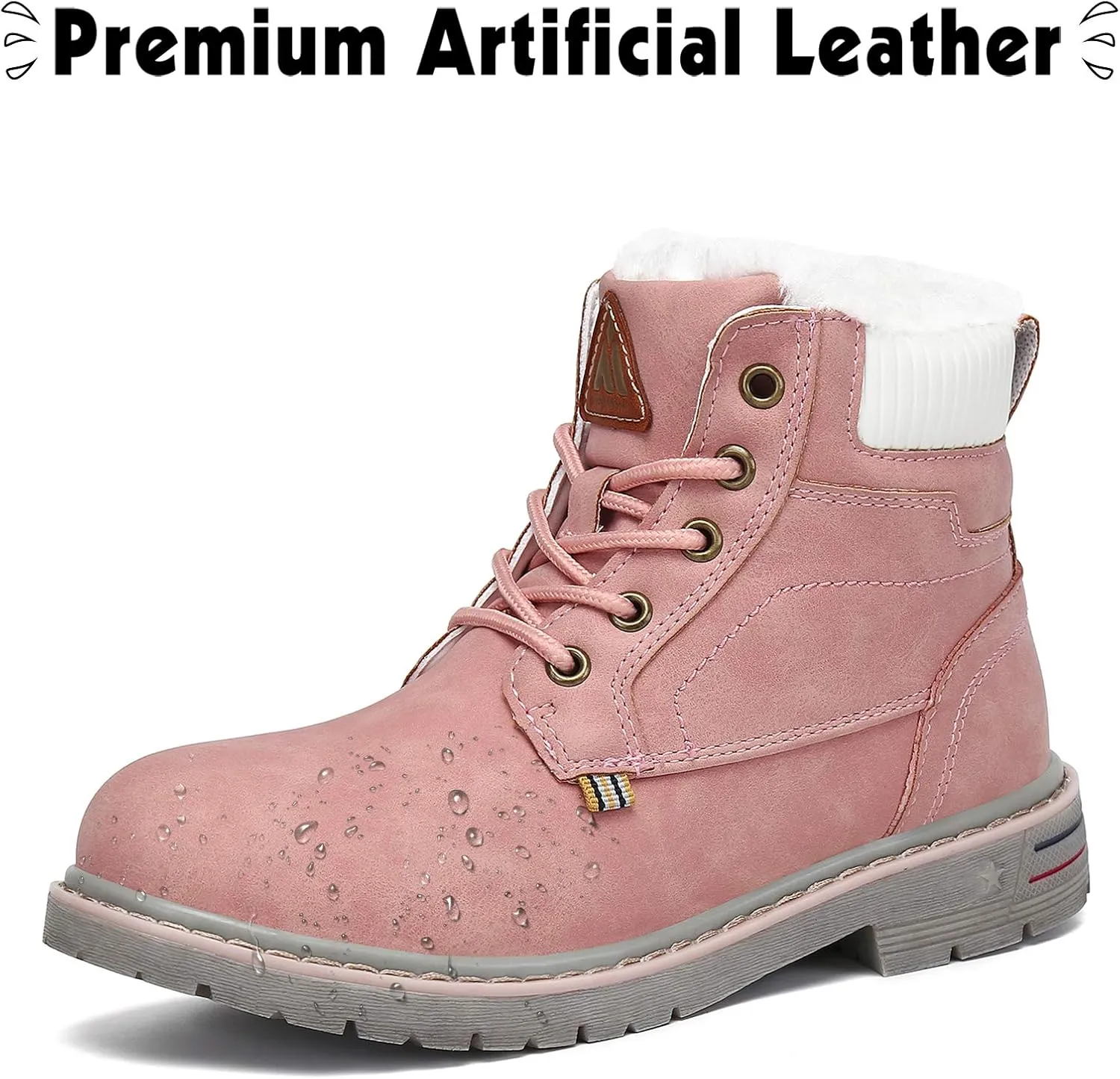 Mishansha Boy's Girl's Winter Snow Boots Waterproof Kids Hiking Boots Cold Weather Outdoor Fur Lined Warm Walking Boot Shoes