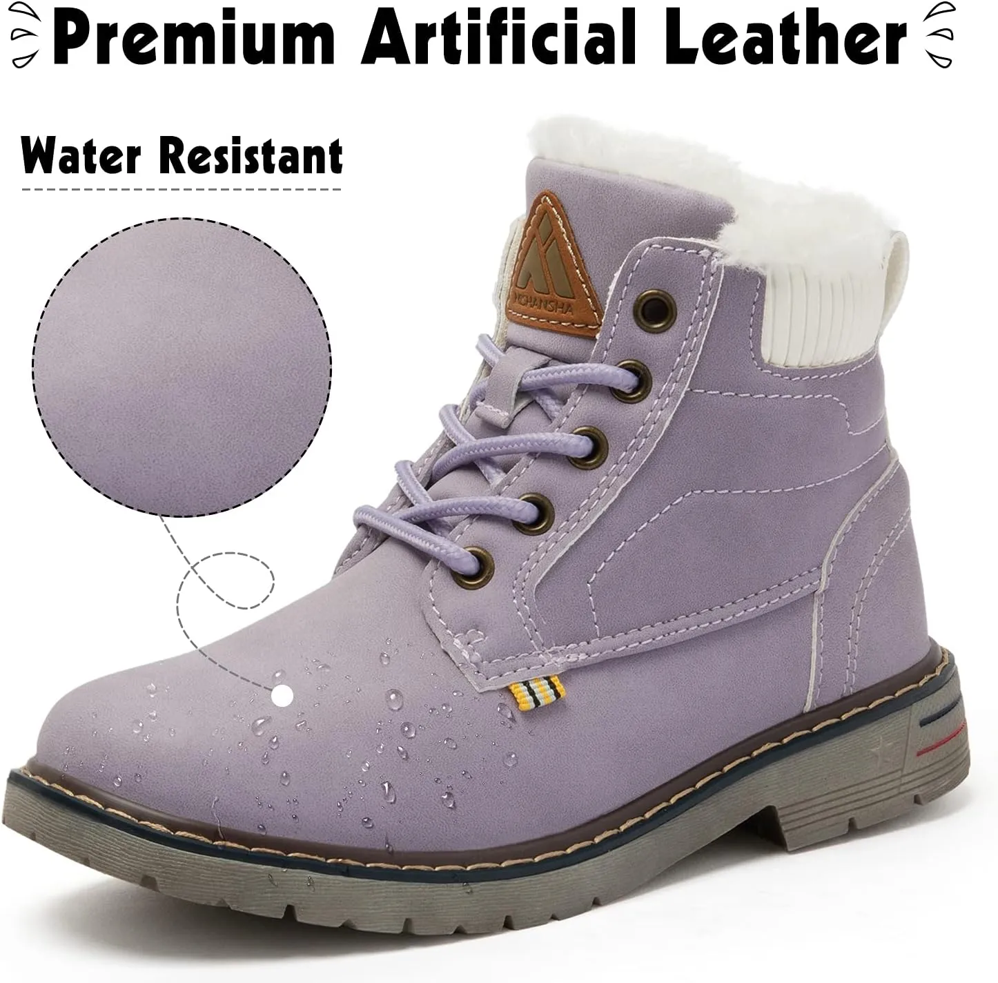 Mishansha Boy's Girl's Winter Snow Boots Waterproof Kids Hiking Boots Cold Weather Outdoor Fur Lined Warm Walking Boot Shoes