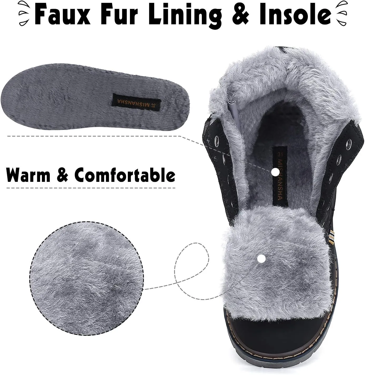 Mishansha Boy's Girl's Winter Snow Boots Waterproof Kids Hiking Boots Cold Weather Outdoor Fur Lined Warm Walking Boot Shoes