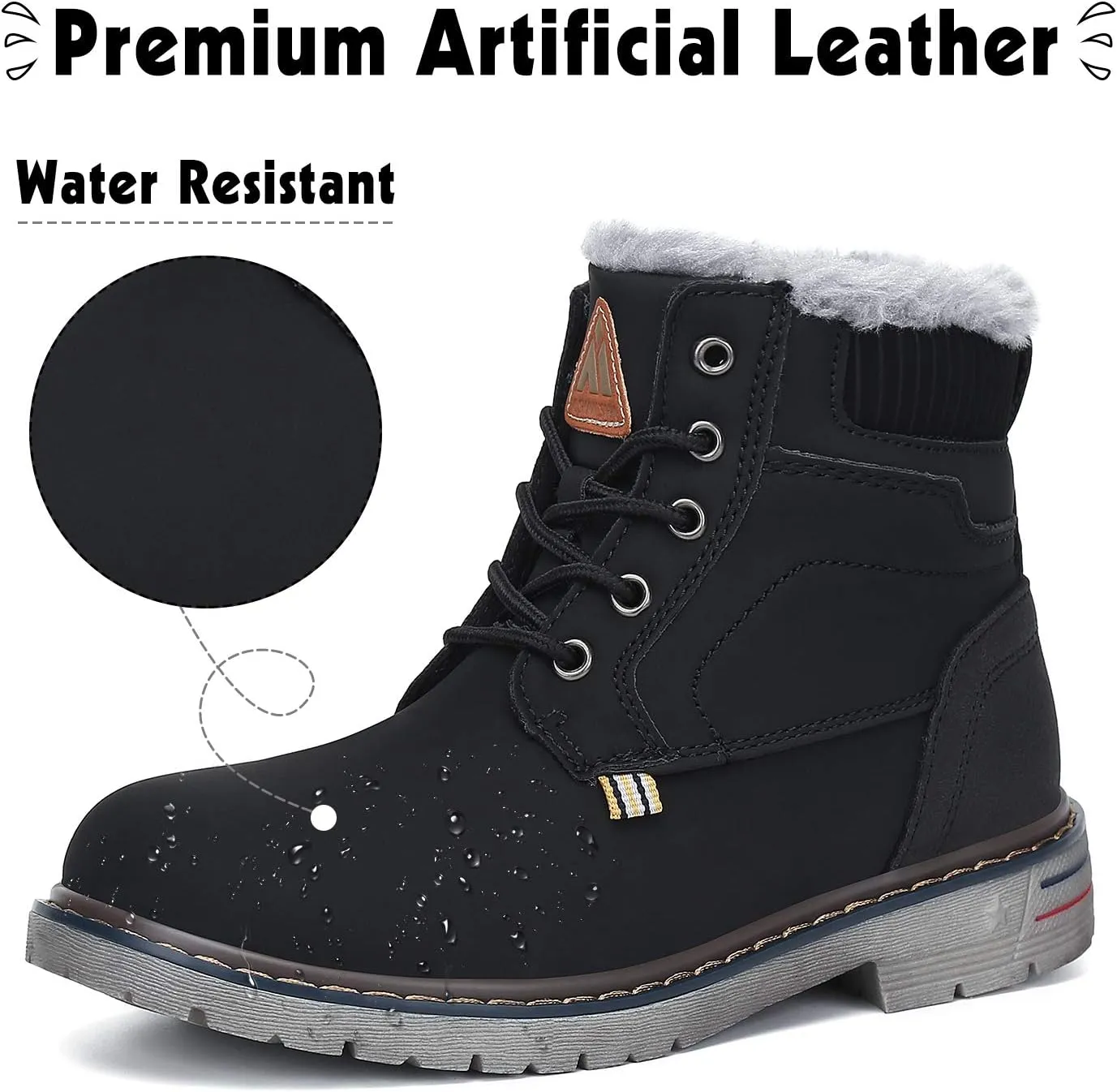 Mishansha Boy's Girl's Winter Snow Boots Waterproof Kids Hiking Boots Cold Weather Outdoor Fur Lined Warm Walking Boot Shoes