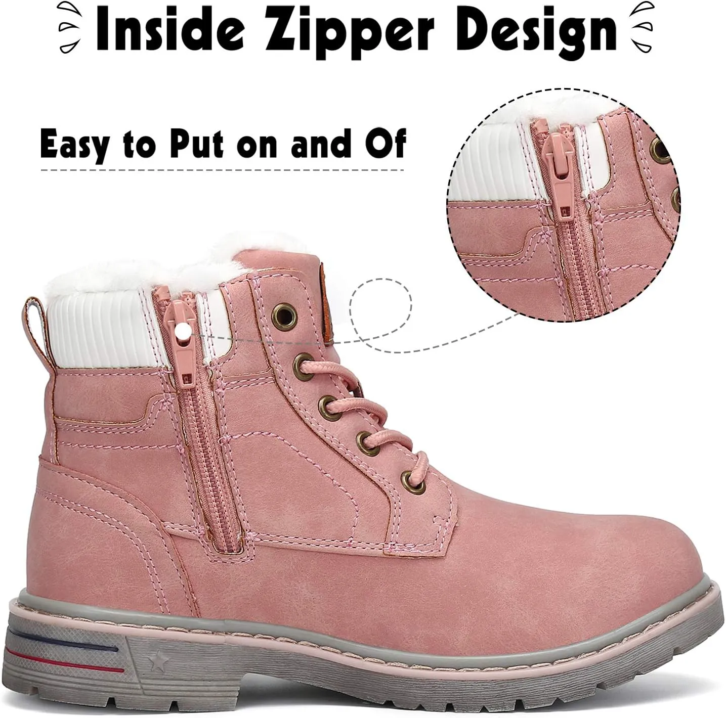 Mishansha Boy's Girl's Winter Snow Boots Waterproof Kids Hiking Boots Cold Weather Outdoor Fur Lined Warm Walking Boot Shoes
