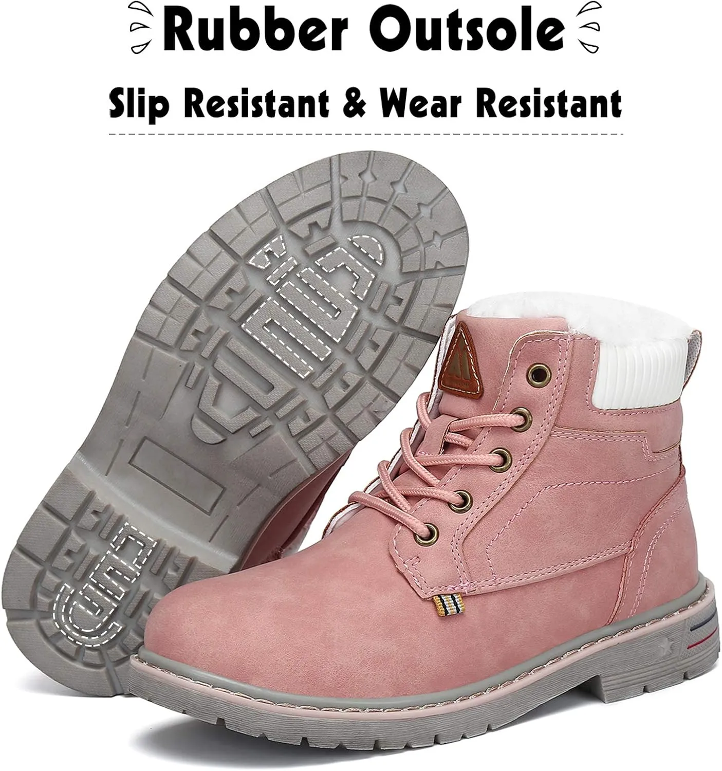 Mishansha Boy's Girl's Winter Snow Boots Waterproof Kids Hiking Boots Cold Weather Outdoor Fur Lined Warm Walking Boot Shoes