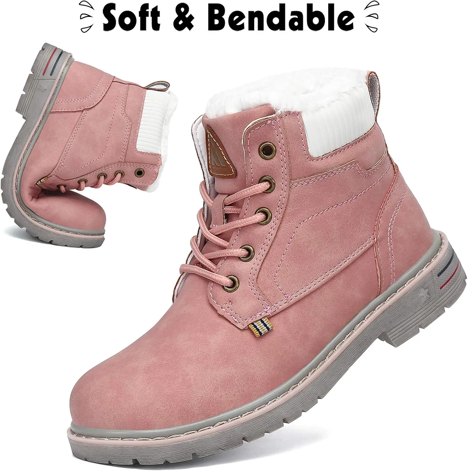 Mishansha Boy's Girl's Winter Snow Boots Waterproof Kids Hiking Boots Cold Weather Outdoor Fur Lined Warm Walking Boot Shoes