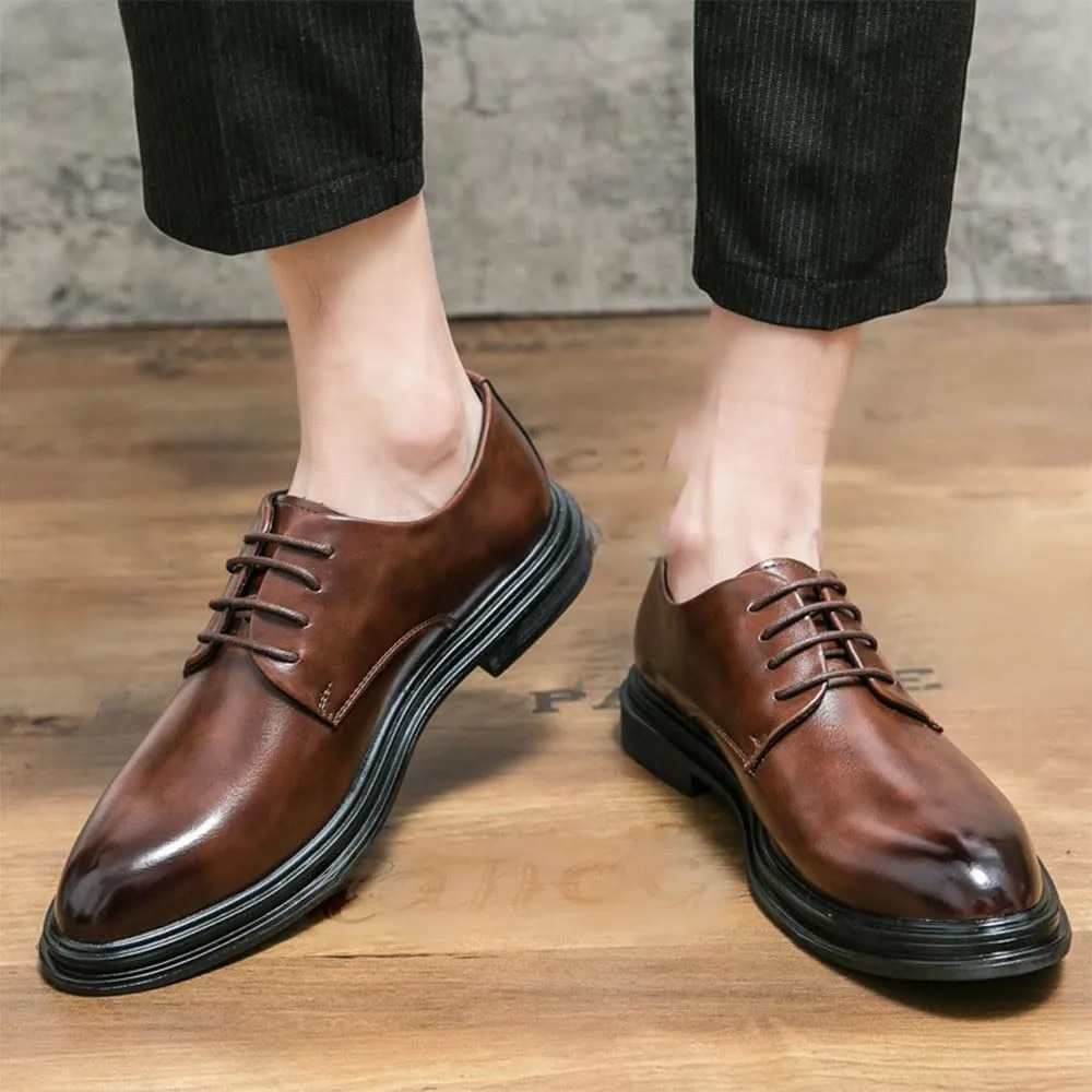 Modern Casual Business Leather Shoes Men's Comfortable Prom Dress Shoes Classic Height Increase Oxford