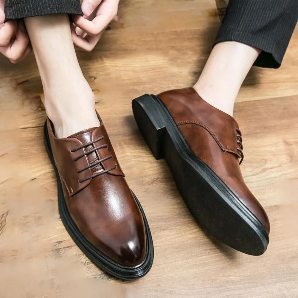 Modern Casual Business Leather Shoes Men's Comfortable Prom Dress Shoes Classic Height Increase Oxford