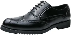Modern Men's Fashionable Oxford Shoes Summer Breathable Casual Leather Flats Classic Lace-Up Dress Shoes