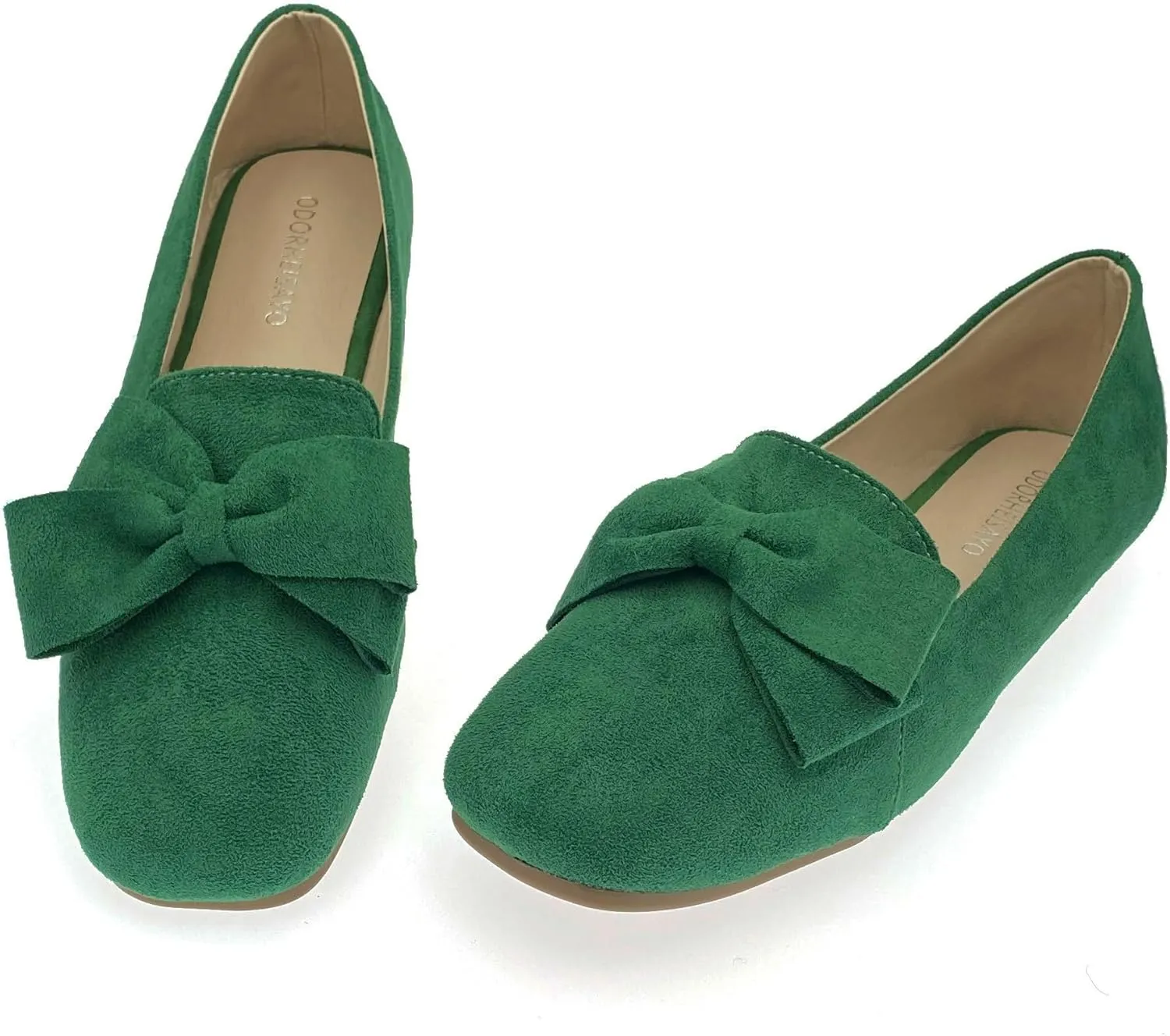 ODORHEISAYO Women's Square Toe Ballet Flats Comfortable Bow Dressy Flats Shoes for Women Flat Loafer Shoes Comfort Slip ons Casual Holiday