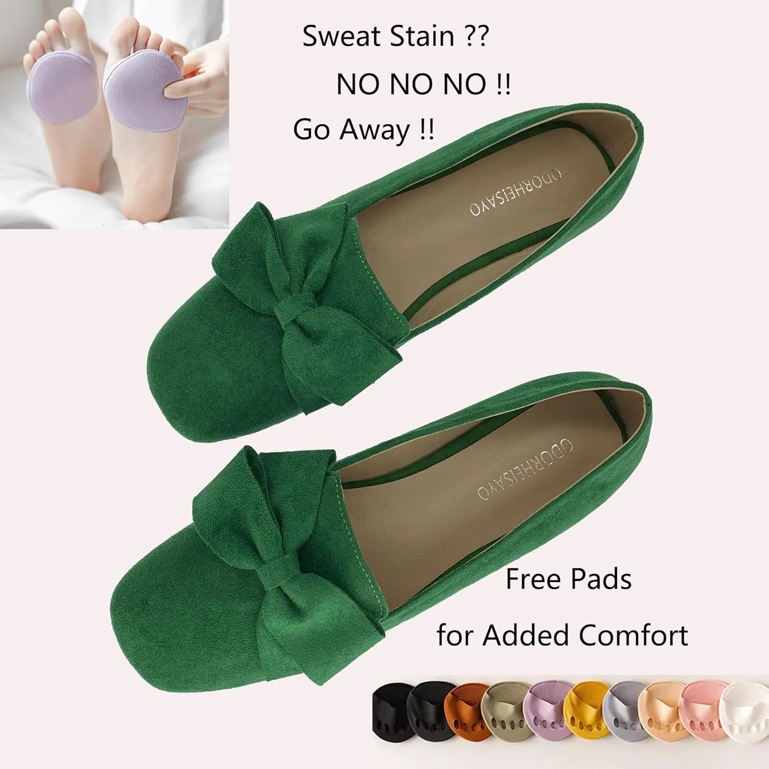 ODORHEISAYO Women's Square Toe Ballet Flats Comfortable Bow Dressy Flats Shoes for Women Flat Loafer Shoes Comfort Slip ons Casual Holiday