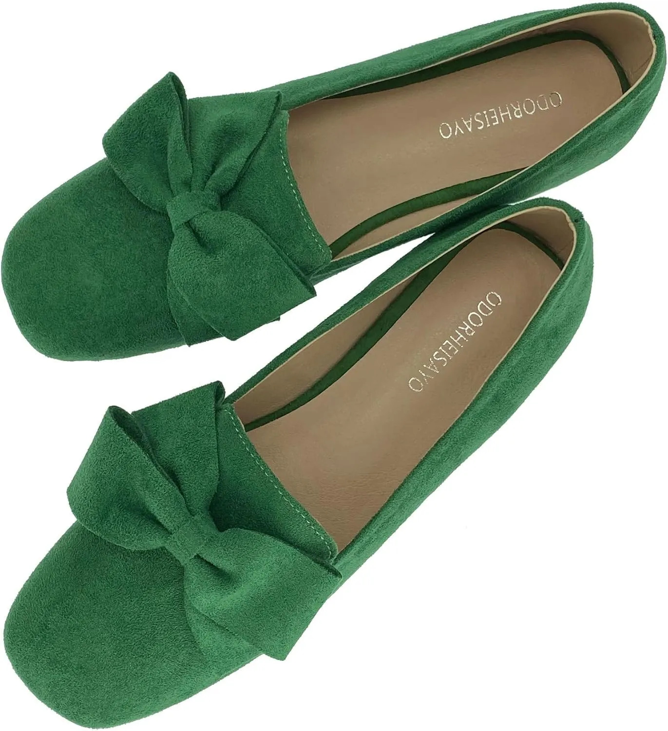 ODORHEISAYO Women's Square Toe Ballet Flats Comfortable Bow Dressy Flats Shoes for Women Flat Loafer Shoes Comfort Slip ons Casual Holiday