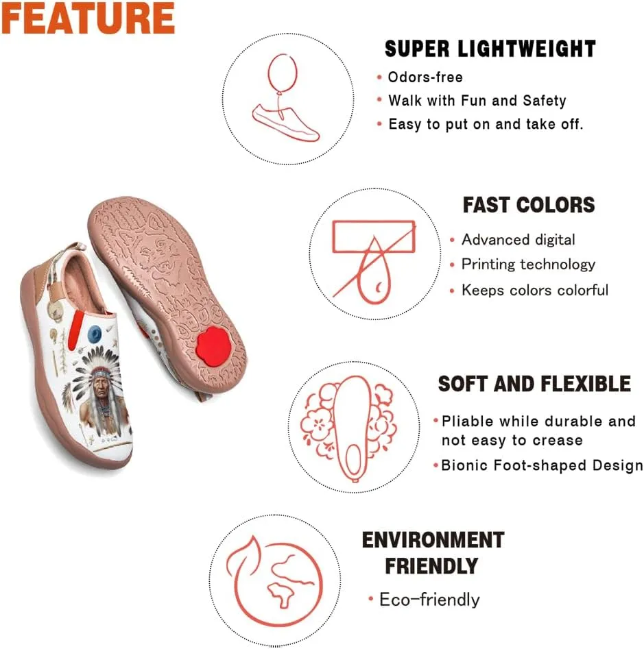 Onehorse Women's Painted Travel Shoes Comfortable Slip-On Indian Chief Style Loafers