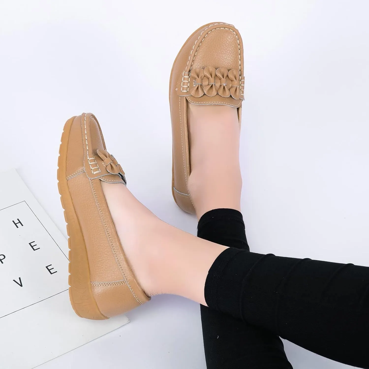 Orthopedic Loafers for Women 2025 Classic Comfort Leather Business Casual Shoes Lightweight Penny Loafer Slip On Work Flats Casual Stylish Dress Shoes