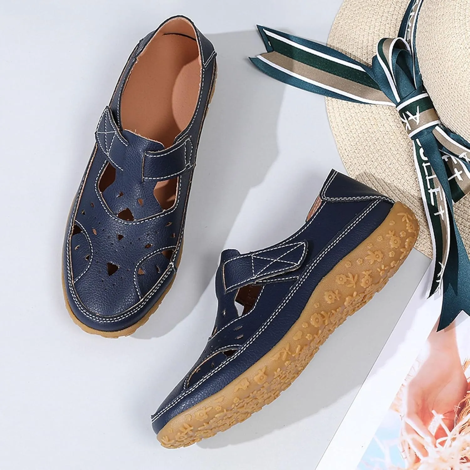 Orthopedic Loafers for Women Summer Dressy 2025 Women's Casual Closed Toe Sandals Comfortable Soft Sole Ankle Strap Orthotic Beach Vacation Party Shoes